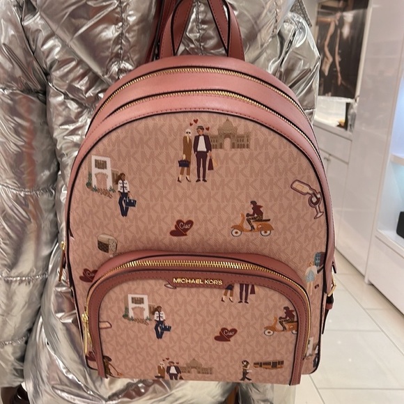 MICHAEL KORS JET SET GIRLS JAYCEE LARGE ZIP PACKED BACKPACK DARK POWDER BLUSH ML - Picture 10 of 16